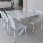 Linen שולחן אלומיניום לבן 160 ס״מ