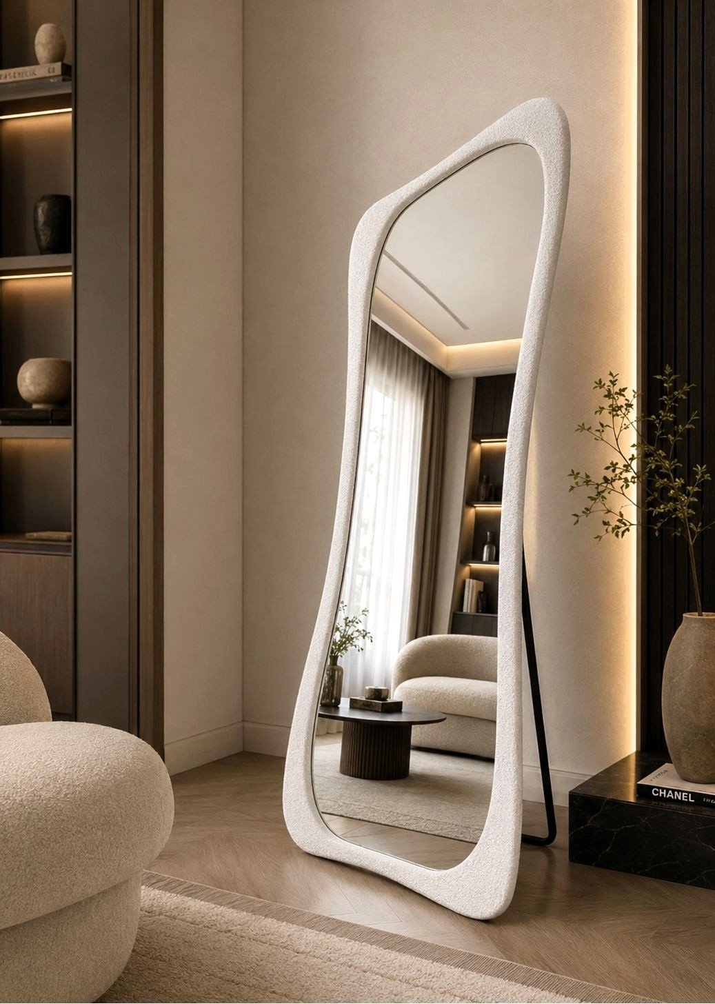 604143499W-organic-standing מראת גוף עומדת אורגנית + רגל דמוי סטון 70x180 ס"מ – תמונה 1