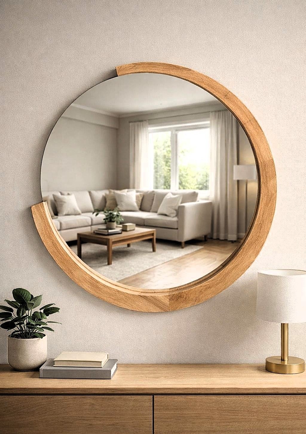 604204199A-round-open-natural מראה עגולה פתוחה עץ טבעי 60x60 ס"מ – תמונה 1